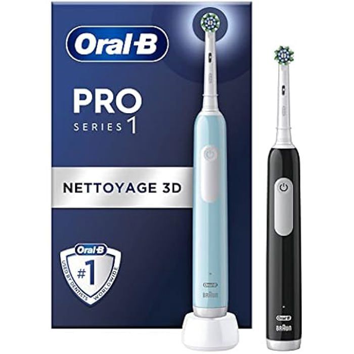 Elektrické zubní kartáčky - ORAL-B - Pro Series 1 - 2 čisticí kartáčkové hlavy 3D - Modrá a černá