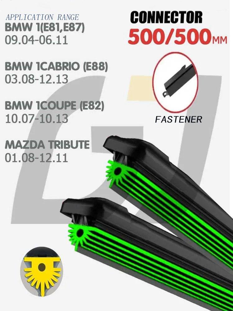 20 +20 Special Side Pin Frameless Wipers, Quiet 11-Layer Rubber Blades Fit BMW 1 Series E81 E87 E88 E82, Mazda Tribute чёрный
