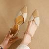 Fashion 2024 New Women Genuine Leather Pumps Square Heel Pointed Toe Party Wedding Shoes Woman Pointed Toe Night Club Prom Pumps