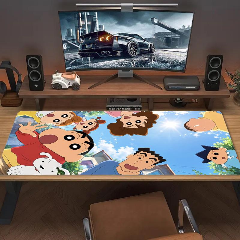 Anime Sinchan Color Mouse Pad Large Gaming Table Cushion Non-slip Laptop Tablet Big Mousepad XXL Mat Mini PC Playmat With Lock edge