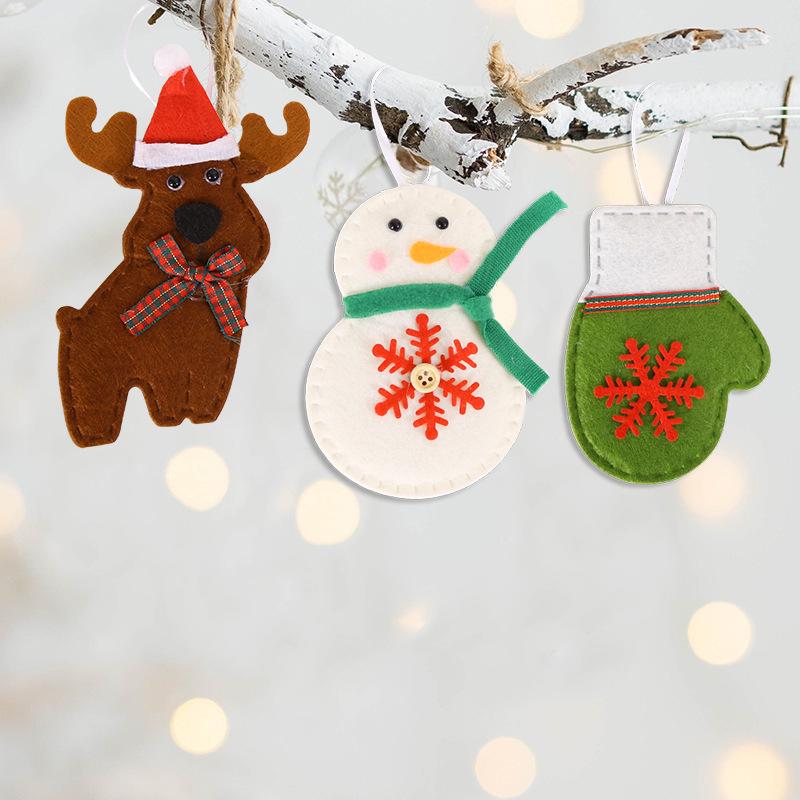 Non-Woven Christmas Tree Ornaments: Santa, Reindeer, Cane