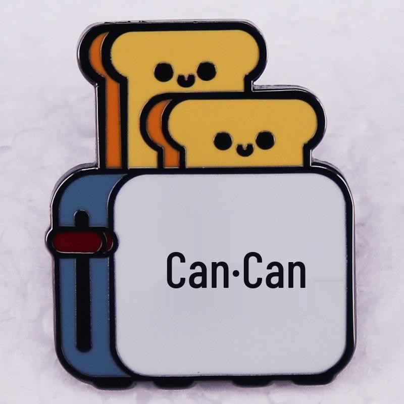 

Grumpy Toaster Enamel Pin: Adorable Toast Slice Lapel Badge