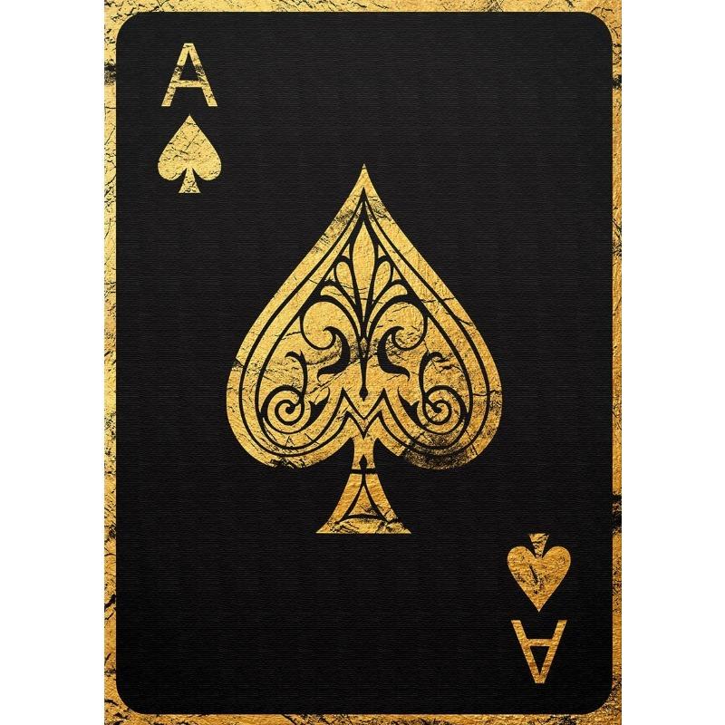 Gold Royal Flush of Spades Poster Playing Poker Cards Canvas Painting Wall Art for Cool Man Cave or Basement Game Room Decor
