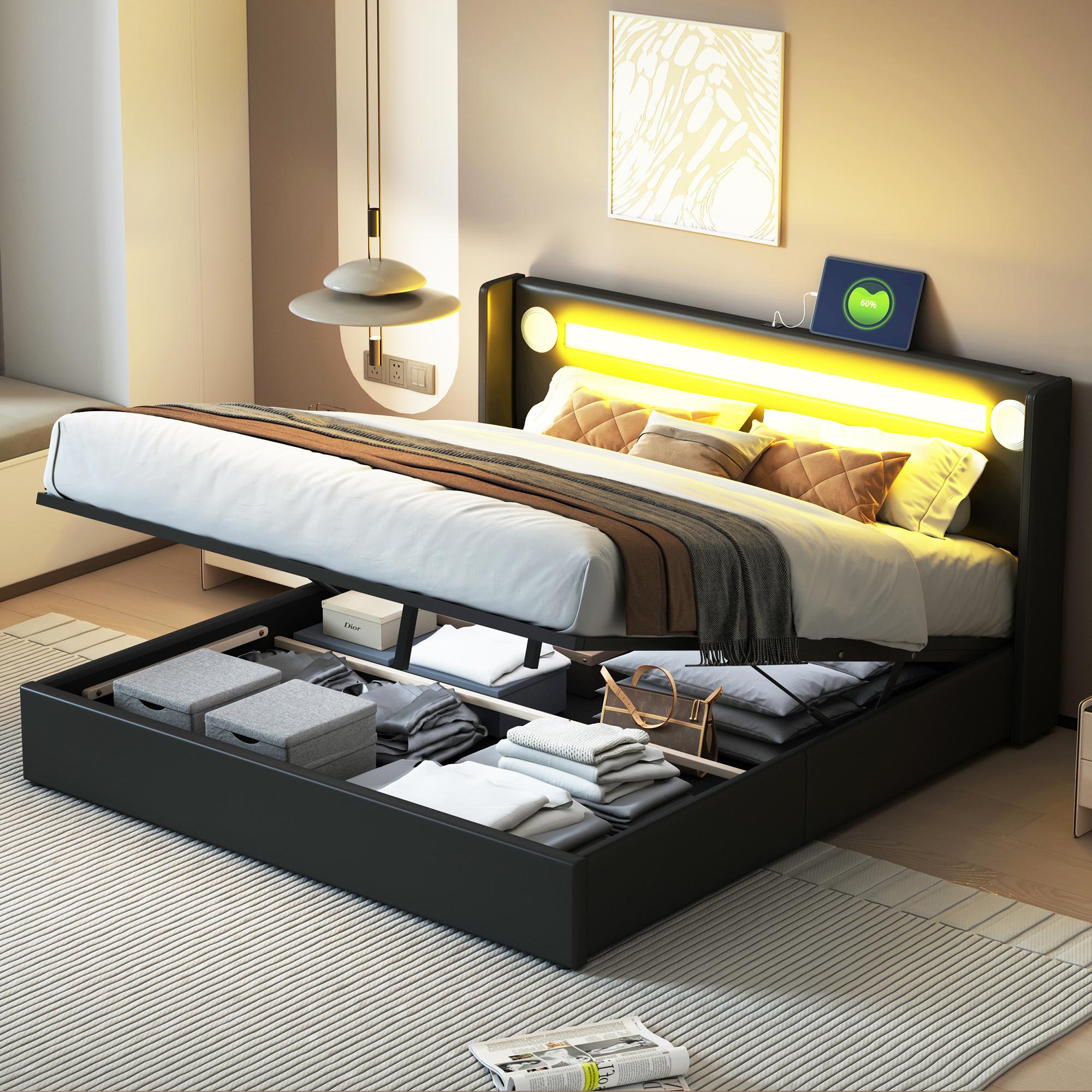 Mīkstā gulta 160x200 ar LED apgaismojuma