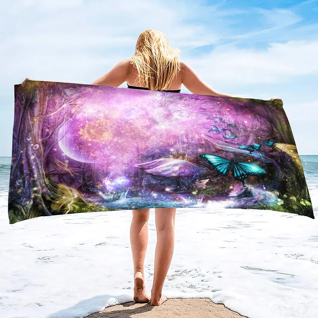 Oversize Beach Towel, Extra Large Towels,Forest Print Cool Travel Pool Towel,Soft and Quick Dry Swim Towels for Women and Girls