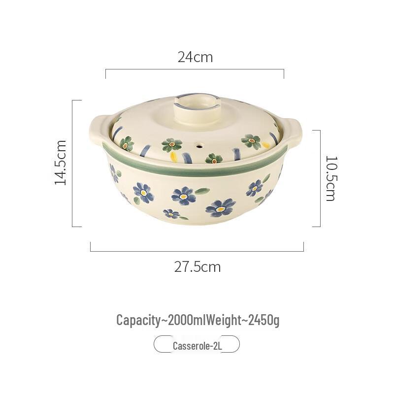 ZMR Japanese Style Blue Cherry Blossom Casserole Pot