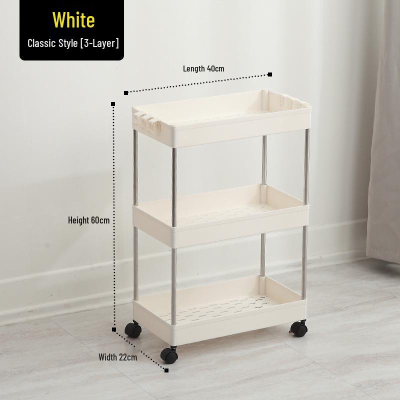 Bathroom & Kitchen Multi-layer Floor-standing Storage Trolley Shelf