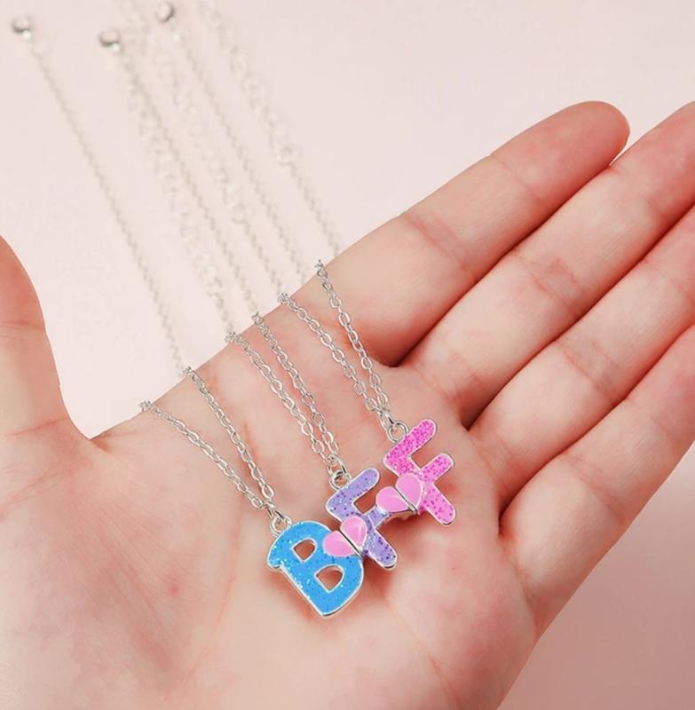 3 szt./zestaw Naszyjnik dla najlepszej przyjaciółki Wisiorek z literami BFF Naszyjniki BFF Choker przyjaźni Dla kobiet Dziewcząt Sióstr Łańcuszki Prezent