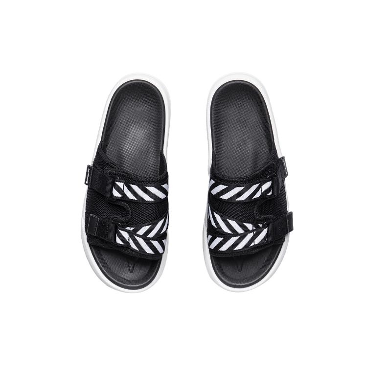 Li-Ning Trendy Sports Slippers Rubber Sole Slide Sandals Women Footwear Black White AGAR014-1
