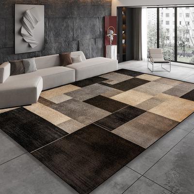 Modern Black Brown Geometry Carpet Living Room Decor Bedroom Bedside Soft Floor Mat Home Sofa Non-slip Large Rugs Customizable