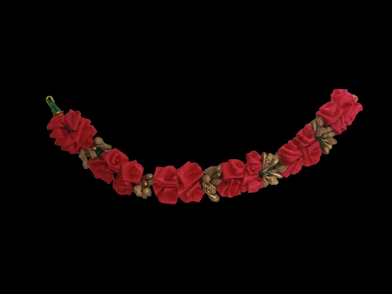 

@ Pink Satin Bunch Floral Bridal Tiara Juda Flower Crown Head Piece Bun