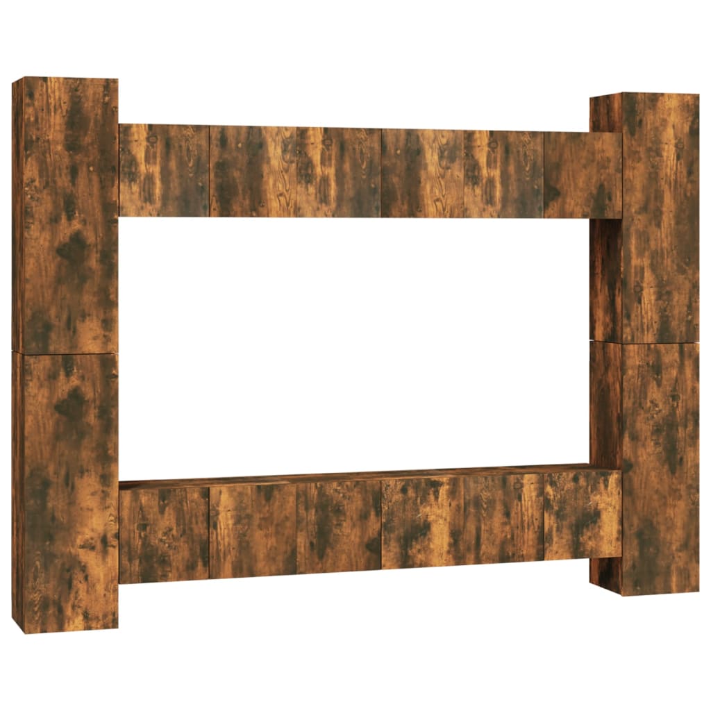 10 piece TV cabinet set smoked oak effect particleboard