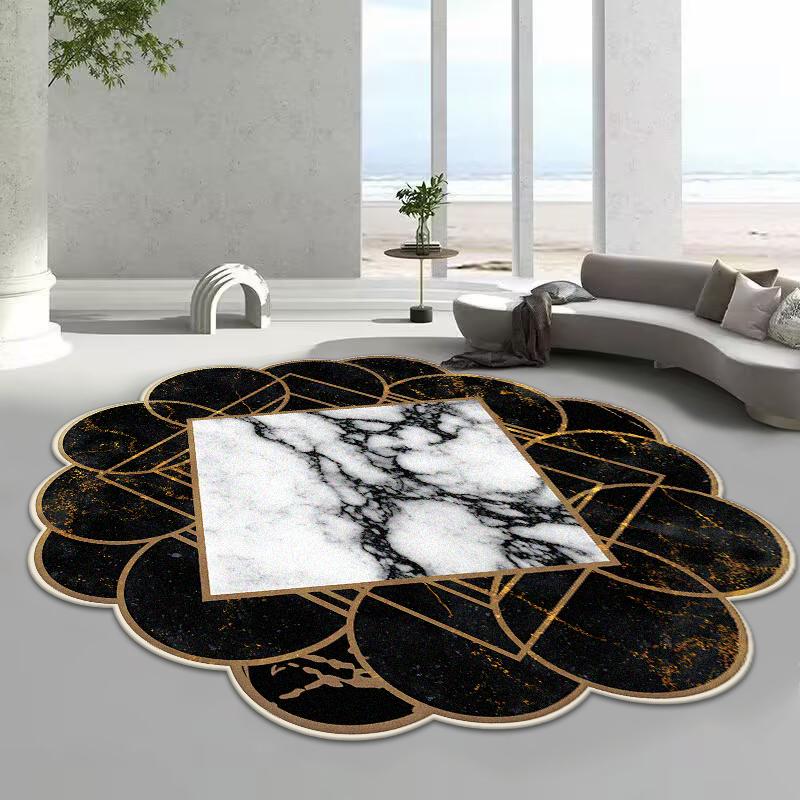 Luxury Gold Special-shaped Carpet Living Room Decoration Home Kids Bedroom Carpets Non-slip Washable Floor Mats Large Area Rug