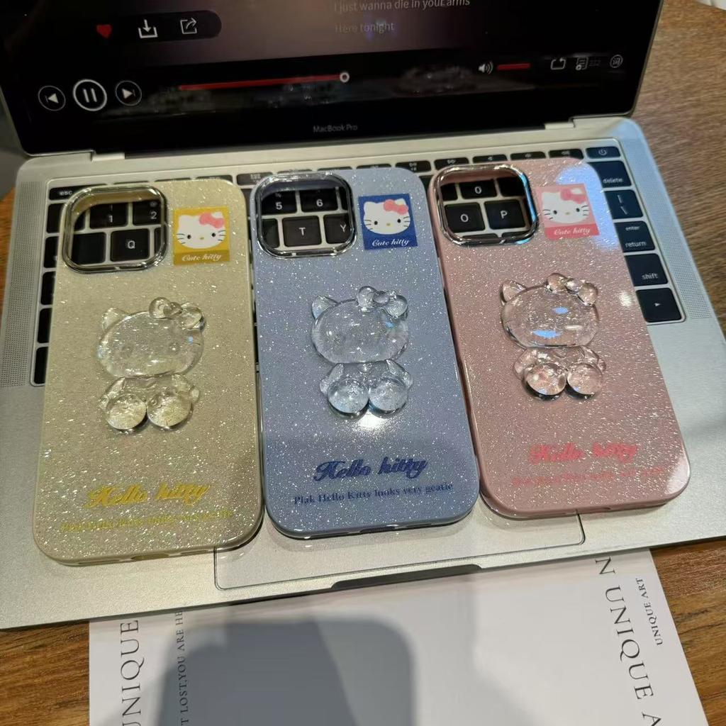 Japanese Apple 16 Cartoon Mobile Phone Case Crystal KT Candy Glitter iPhone15Promax Protective Case