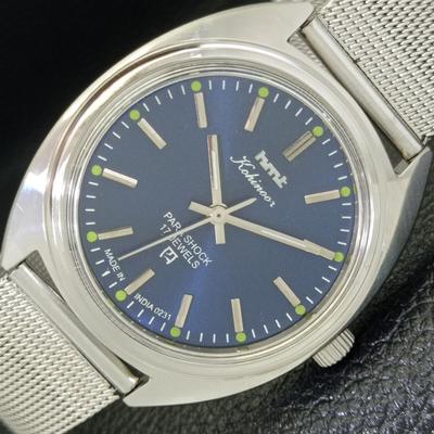 OROLOGIO DA POLSO UOMO HMT ORIGINALE INDIANO A CARICA MANUALE QUADRANTE BLU a426461-2