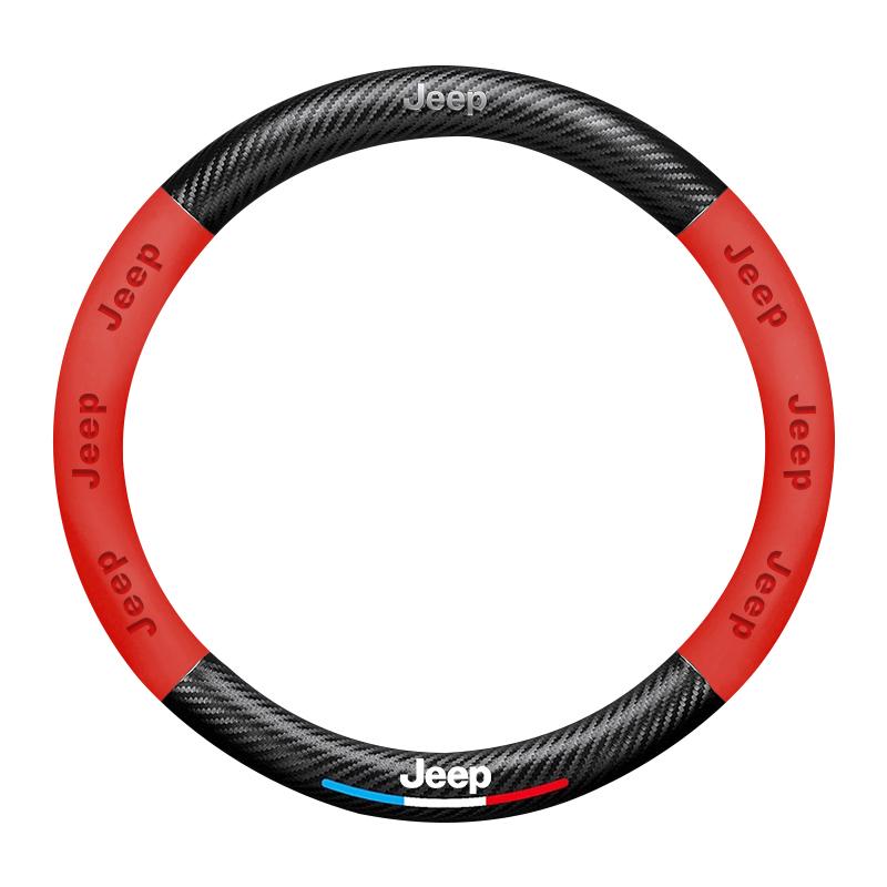 Carbon Fiber Car Steering Wheel Cover Anti-Slip Breathable For Jeep Grand e Cherokee Wrangler JK Gladiator Compass Valve Stem
