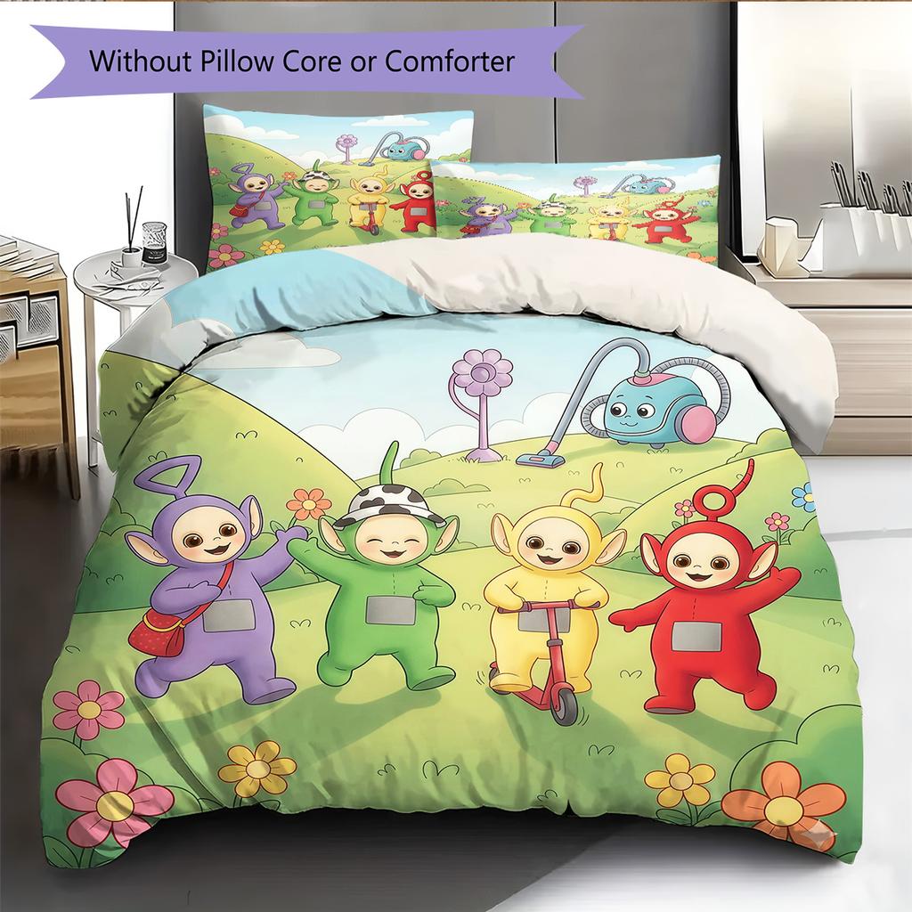 Teletubbies Pattern Bedding Quilt Set  Home Decoration  Gift (1 * duvet cover + 2 * pillowcase  without core)