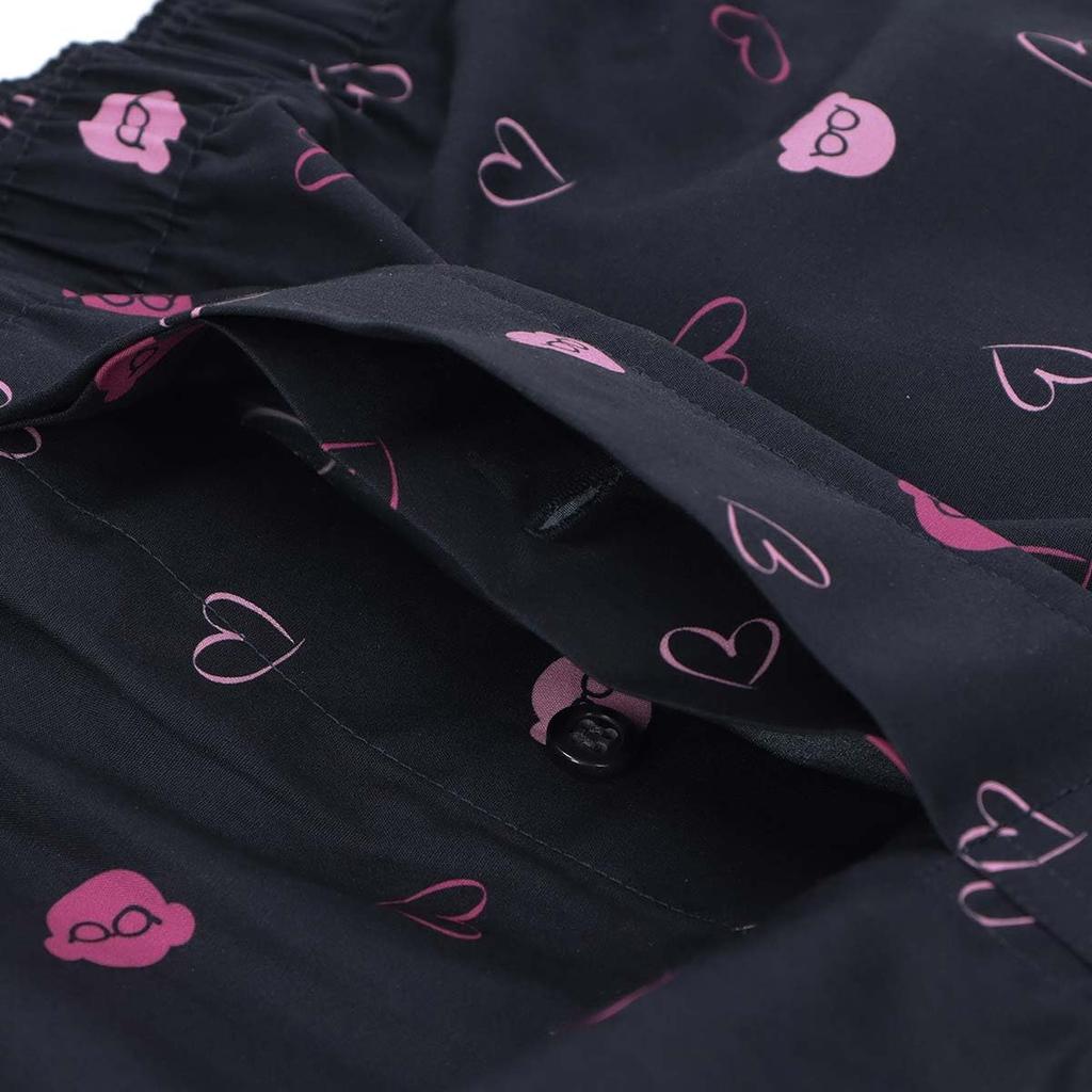 Emporio Armani HEART & BEAR Manga Bear Cotton Woven Trunks, Men's, Front Opening, Japanese Sizes, Size 12 (Pink), 54250004, M/L