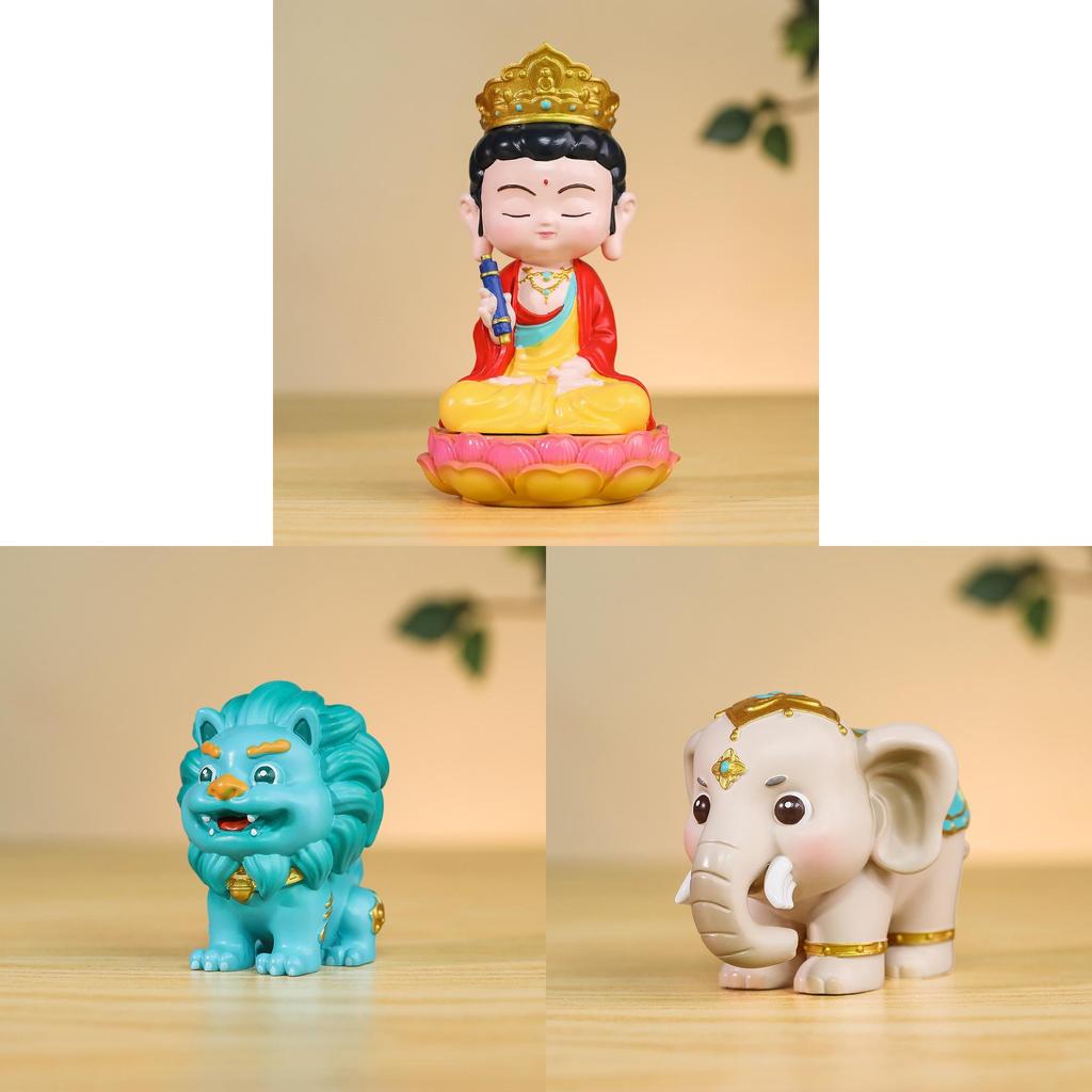 Resin Buddha Statues Set With Guardian Lion And Elephant For Home Decor And Gift Giving