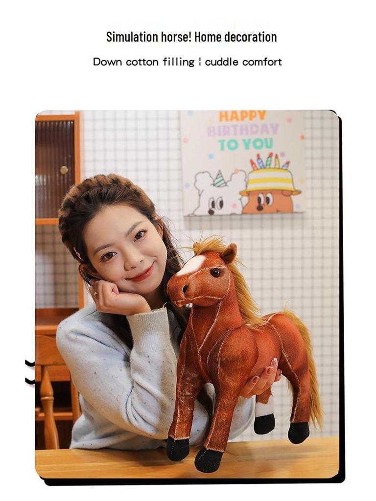 Cute Pony Plush Doll - Simulation Blood-Sweat Horse Birthday Gift for Girls