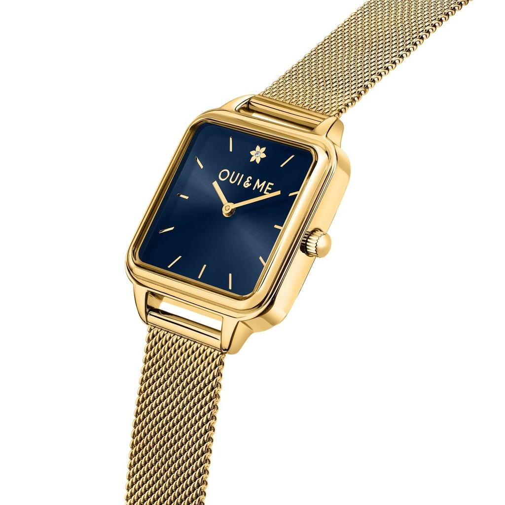 Oui & Me Harmonie Gold Tone Stainless Steel Mesh Blue Dial Quartz ME010381 Women's Watch