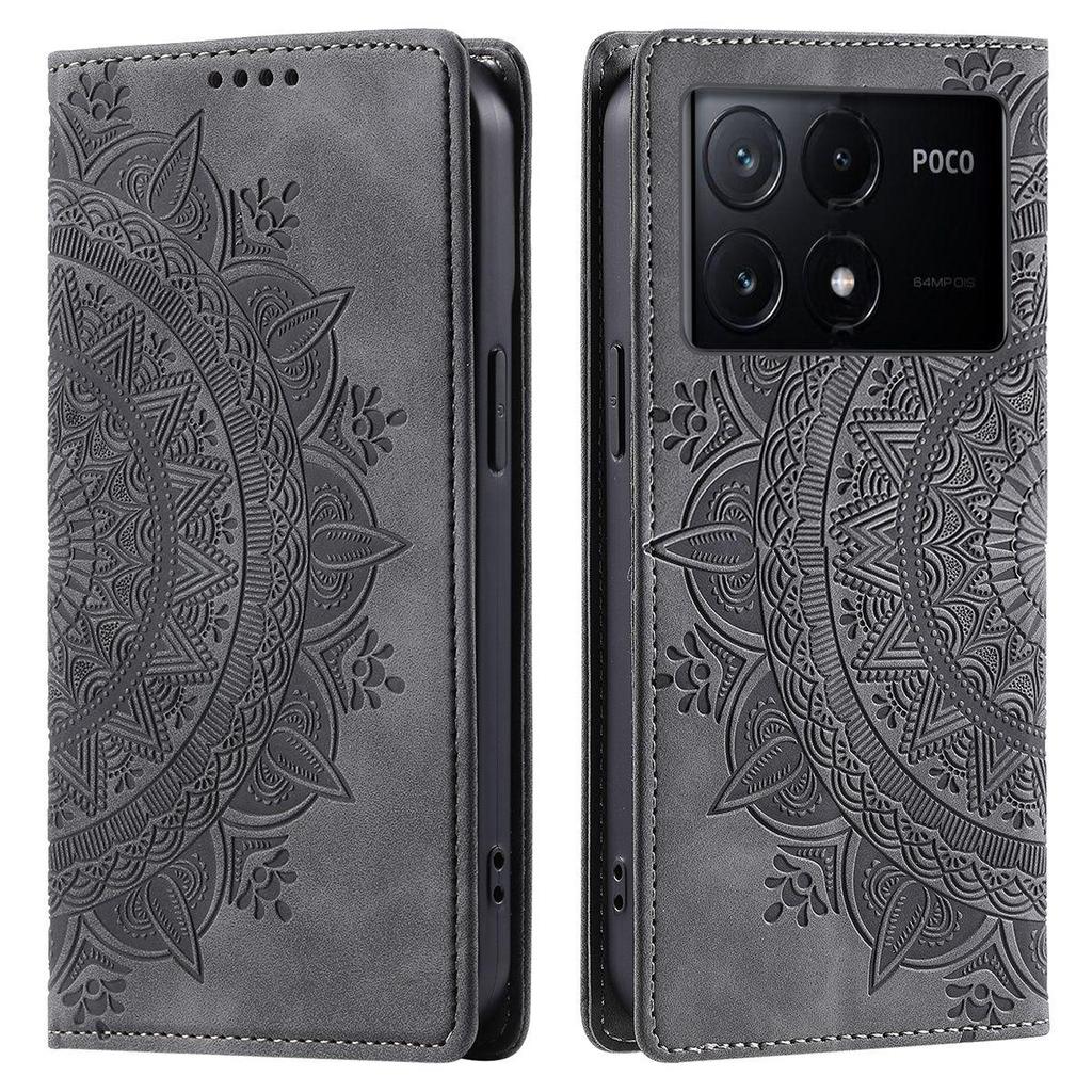 for Xiaomi POCO X6 Pro 5G Mandala Embossed PU Leather Flip Wallet Case Magnetic Closure Cover