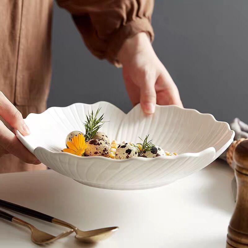Large White Creative Ceramic Soup and Salad Bowl