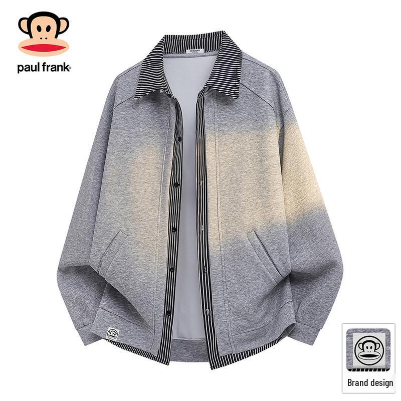 Paul Frank Men s Faux Two-Piece Colorblock Lapel Sweatshirt 4XL