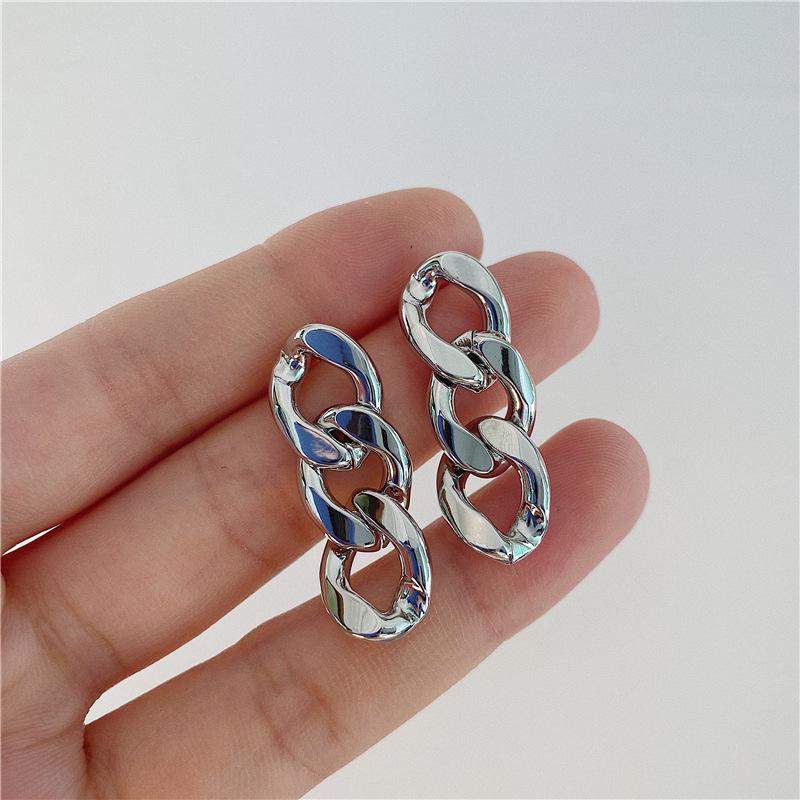 Vintage Korean Geometric Tassel Chain Stud Earrings