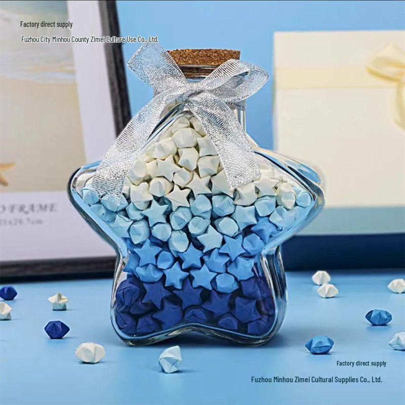 Gradient Color Origami Lucky Star Wishing Bottle - Handmade DIY Birthday Gift for Boyfriend