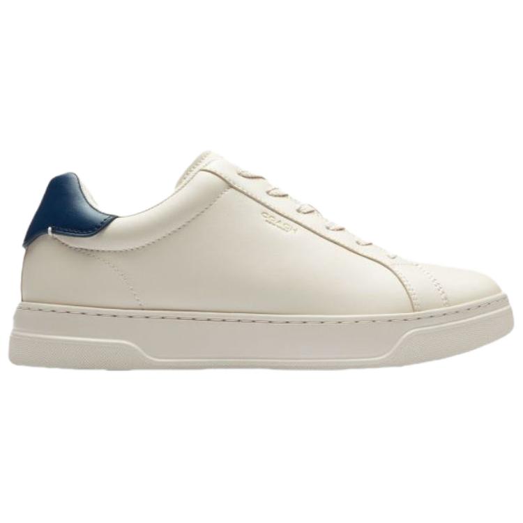 Coach Highline Synthetic Leather Round Toe Lace-Up Low-Top Sneakers Men Sneakers White Blue CZ078-XJF