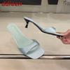 Mode Mode Seide Damen Mittelhohe Absätze Pumps Pantoletten Schuhe Damen Freizeit-Schuhwerk Neu Frühling Sommer Quadratische Zehenpartie Damen Schuhe mit Absatz