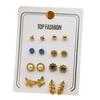 8-Pair Gold-Plated Rhinestone Alloy Ear Stud Set - Eco-Friendly, Versatile, Personality Trend Women's Earrings