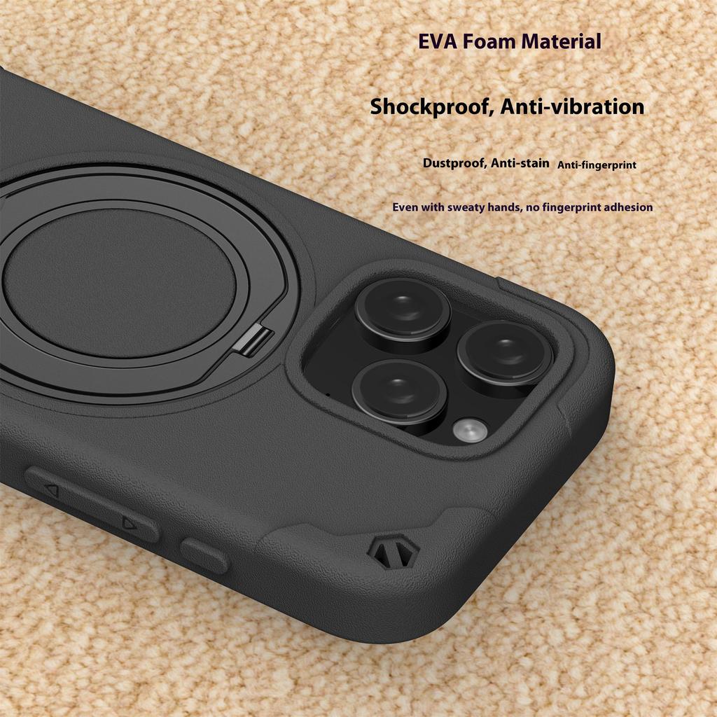 For iPhone 12 Pro Max Case Magnetic Kickstand EVA Phone Cover with Tempered Glass Screen Protector