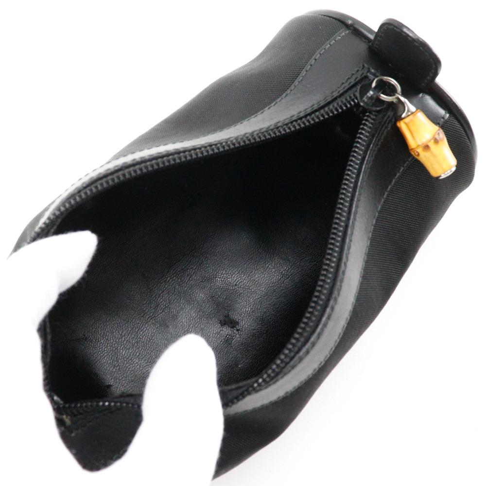 Gucci Bamboo Pouch Black Nylon Canvas Unisex Used