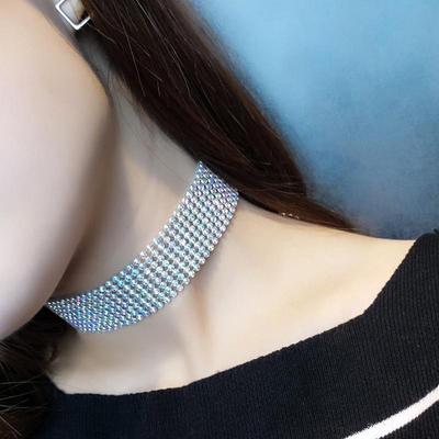 Colier Choker cu strasuri de cristal pentru femei Accesorii de nunta Lanț de culoare argintie Chokers punk gotic Bijuterii Collier Femme