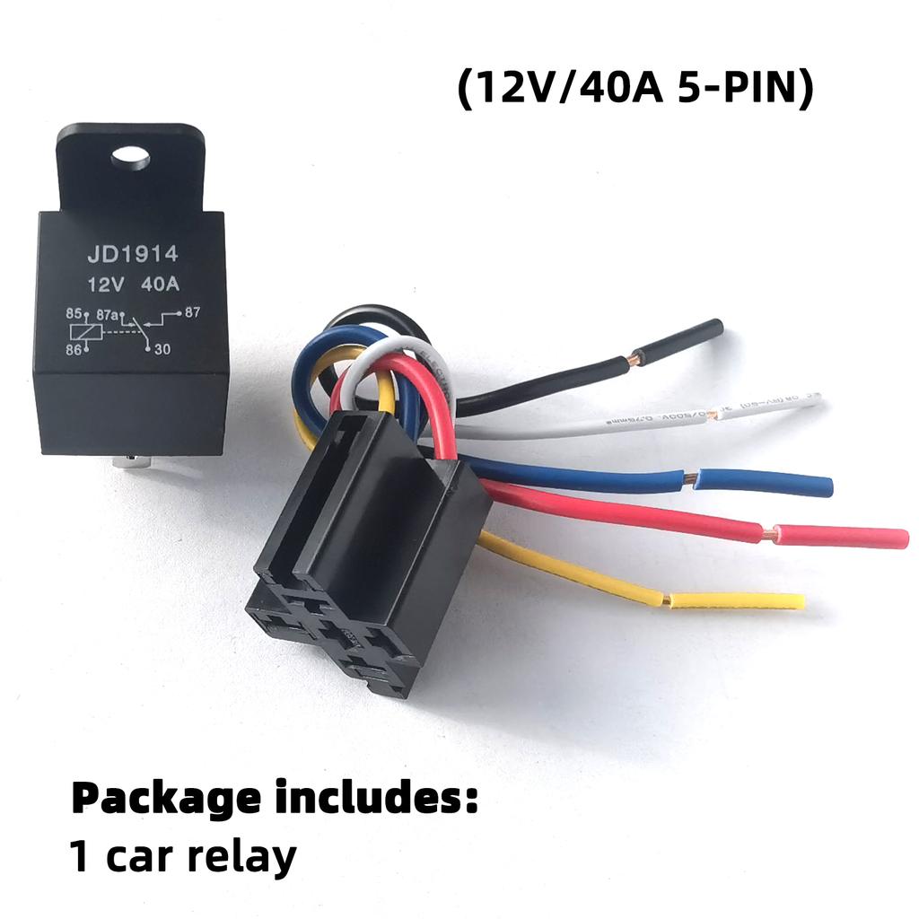 QXNY 5-Pin Waterproof Car Relay Long Life Automotive Relays Normally Open DC 12V/24V 40A Relay For Head Light Air Conditioner