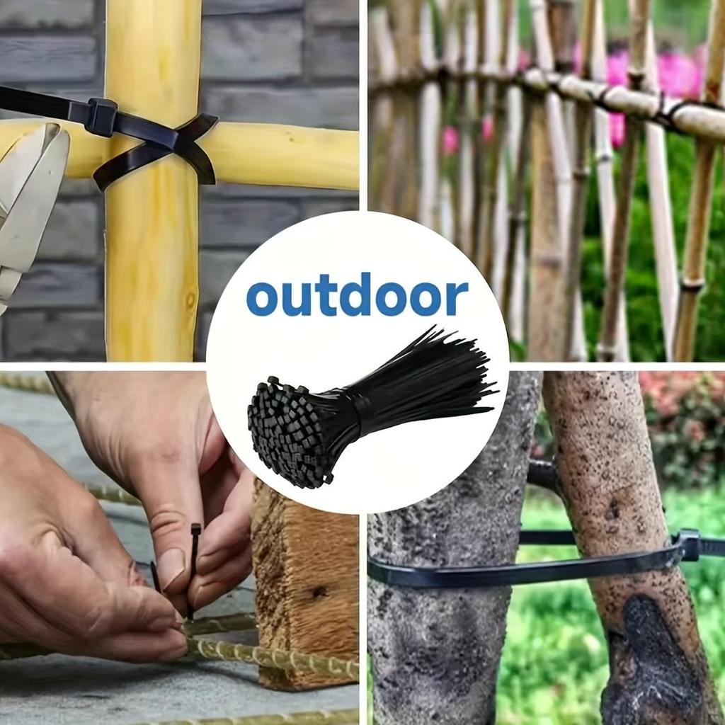 100pz Fascette Stringicavo in Nylon Nero da 40cm - Autobloccanti, Organizer per Cavi Multiuso per Casa, Ufficio, Recinzioni da Giardino