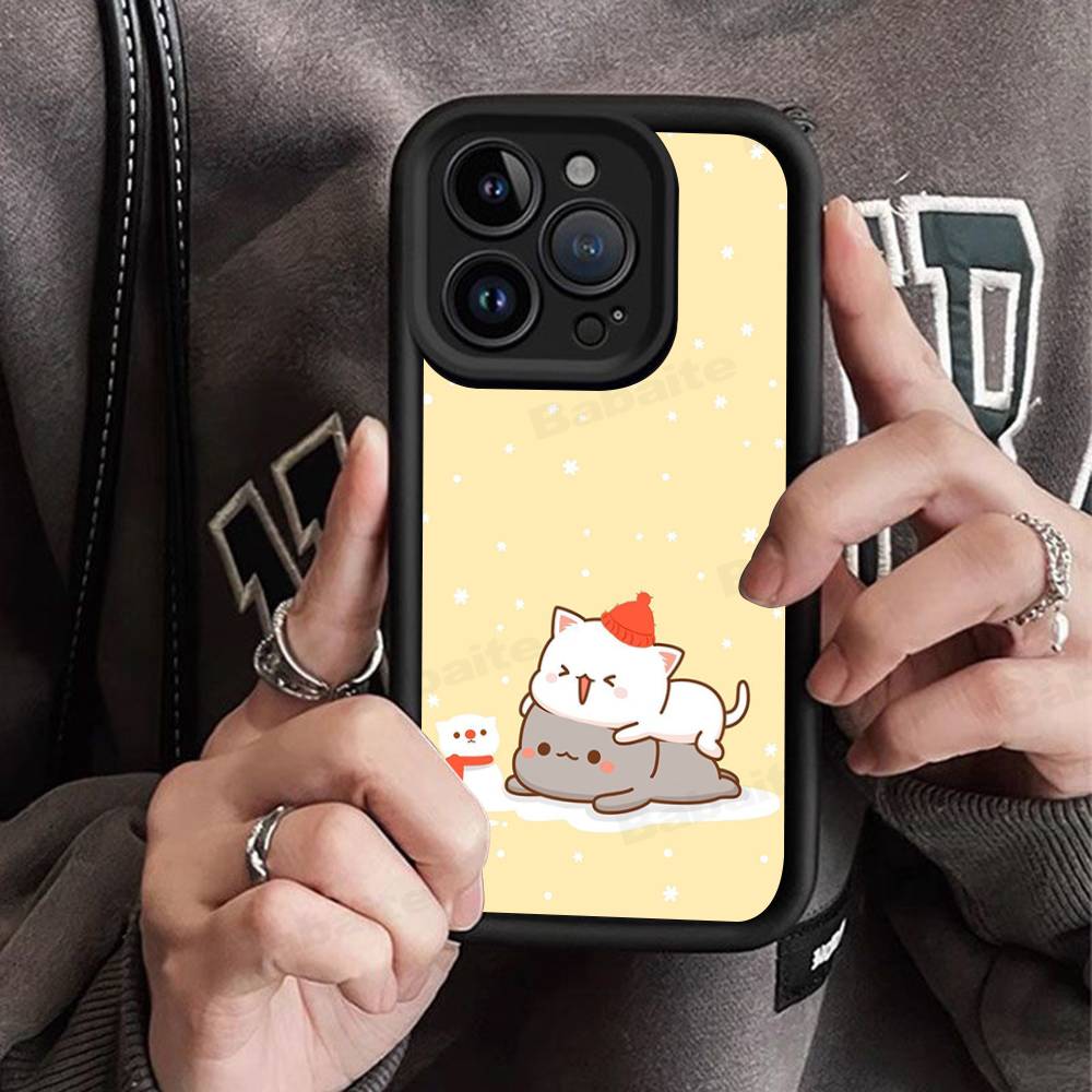 Cartoon Cute Cats Silicone Soft Phone Case For iPhone 17 16 14 13 12 11 15 Pro Max Plus Air Cover