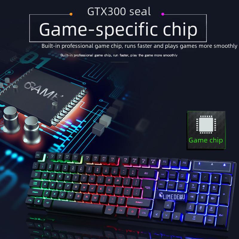 Limei GTX300 USB Wired Gaming Keyboard and Mouse Set with Backlit Mechanical Feel