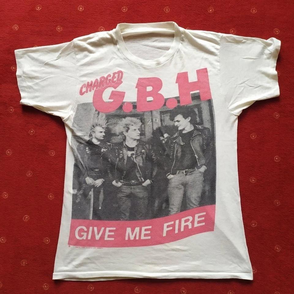 

GBH Give Me Fire band Retro style White Short sleeve T shirt Men Women Unisex T-Shirt L