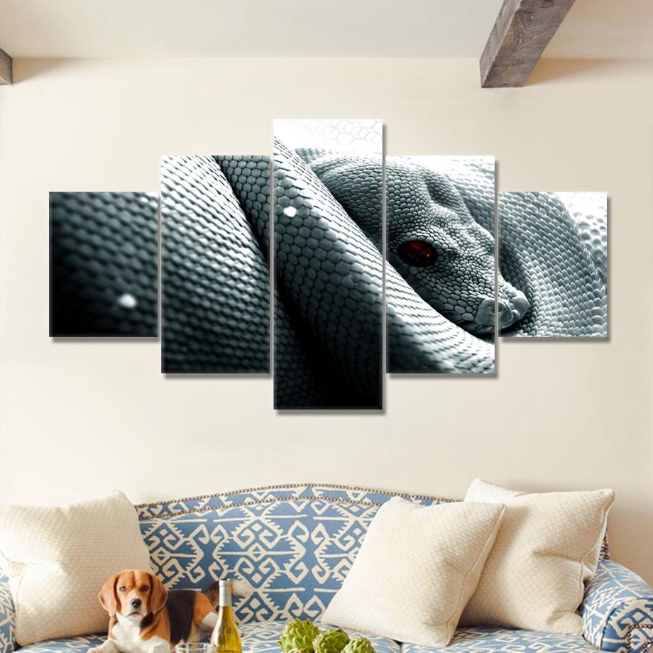 

HD canvas canvas art painting living room wall decoration 5 panel white snake picture poster 20x35 20x45 20x55cm
