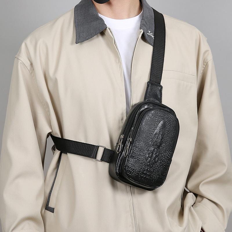 Versatile PU Leather Chest Bag - Professional Chest Sling for Work, Travel & Outdoor Activities (Fits Phone & Essentials)