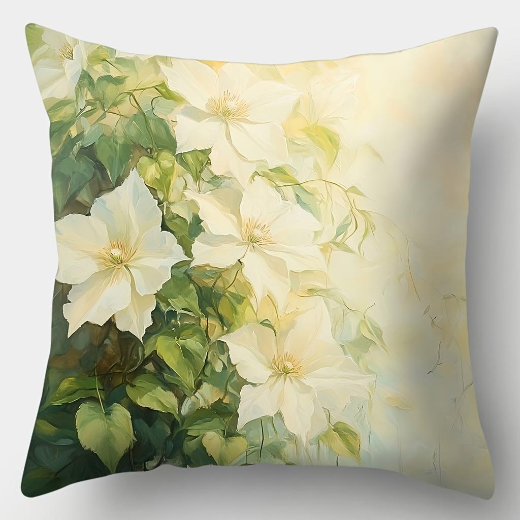 Home Decor Floral Lily Pattern Decorative Pillow Covers Pattern Cushion Cover Suitable for Sofa Bedroom Car Pillow Cover