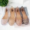 Sommer Damensandalen Flache Sohle Kristall Clogs Hohl Rutschfest Flacher Mund Römische Jelly Schuhe Strandsandalen
