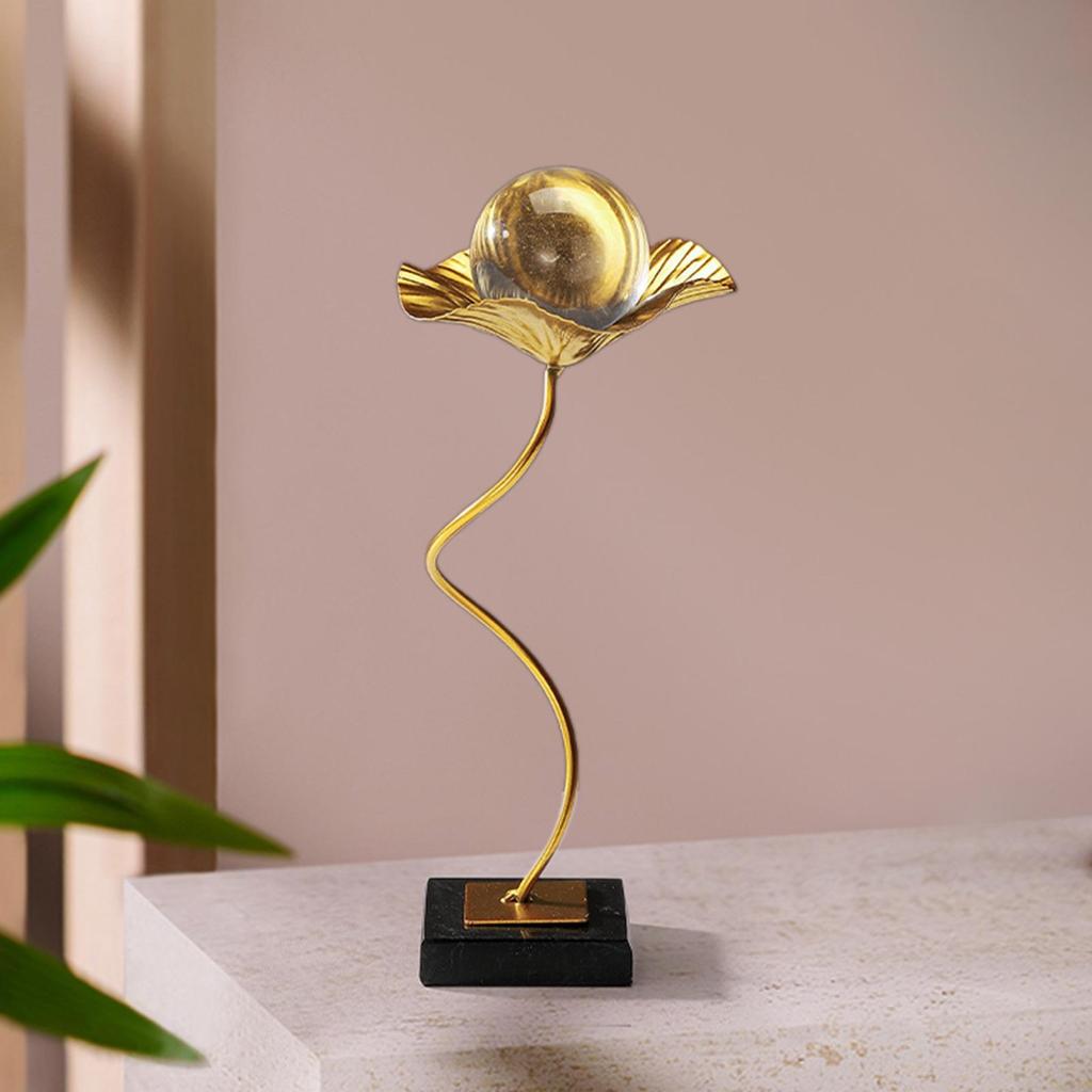 Ball Ornament Figurine Sculpture Home Collectible Birthday Metal Leaf Statue