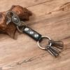 Punk Rock Skull Cowhide Keychain For Men Luxury Car Leather Keyring Pendant For Couples Belt Decor Chains