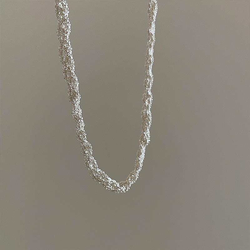 Super Fairy Sparkling Twist Metal Necklace Female Niche High Sense Personality Fashion Versatile Neck Chain Collarbone Chain