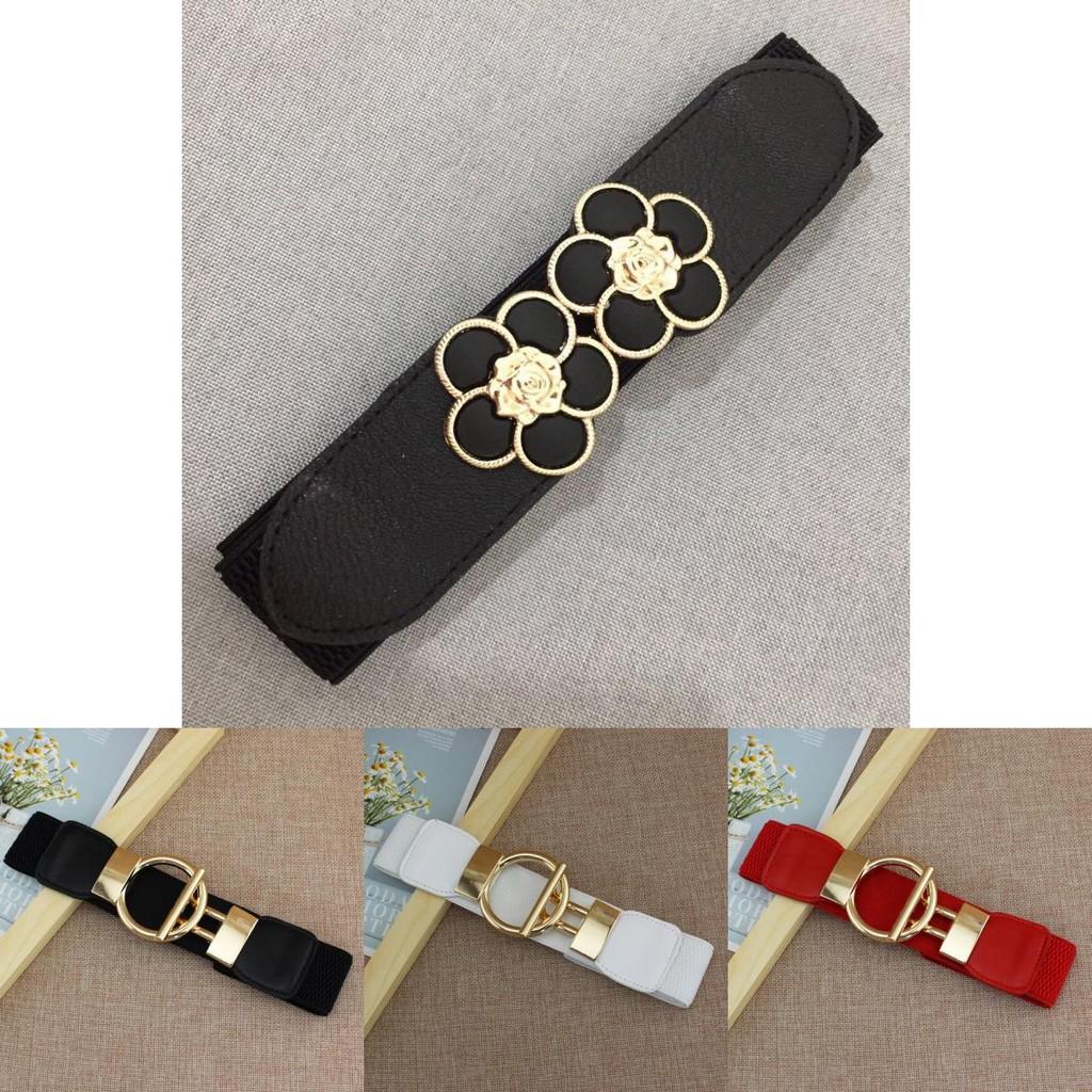 Adjustable Chic 4cm Decorative Waist Belt With Gold Round Buckle For Womens Fashion