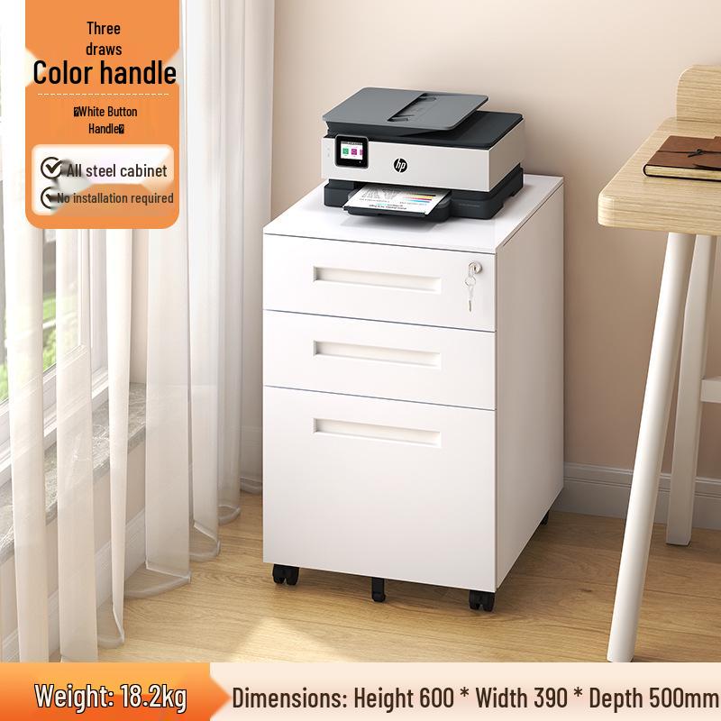 Under-Desk Mobile Metal Filing Cabinet with Locking Drawer and Office Storage